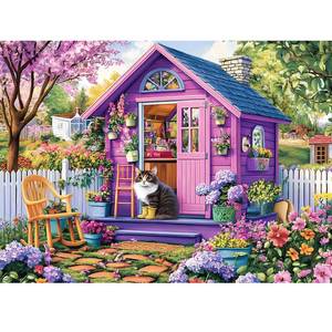 lot 8041 image: 300 Piece Puzzles for Adults, Jigsaw Puzzles 300 Pieces for Adults Kids Ages 8-10 10-12 Spring Garden Puzzle Cat Jigsaw Puzzle 300 Pieces Puzzle Game Family Activity Nights Gift Toy 20.5x15in