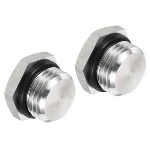 lot 8045 image: PATIKIL M16x1.5 Male Plug, 2 Pack Waterproof Dustproof 304 Stainless Steel Thread Hex Head Socket Solid Pipe Fitting with Sealing Rubber Ring