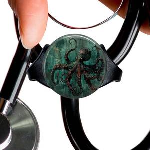lot 8050 image: Zenithstar Dark octopus StethoscopeTag Personalized,Nurse Doctor StethoscopeID Tag Customized, Medical StethoscopeName Tag,Ideal for Anyone That uses a Stethoscope, Nursing Students,etc.