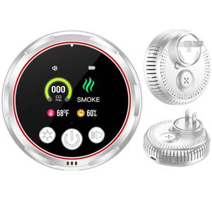 lot 8056 image: HAKINAKU 4-in-1 Plug in Smoke & Carbon Monoxide Detectors Combo Built-in 1000mAh Backup Battery Plug&Play 85dB Alarm CO Smoke Temp Humidity Combination Senor for Home Hotel Travel (White, 1 Pack)