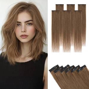 lot 8076 image: Short Hair Extensions Clip ins,S-noilite Short Clip in Hair Extensions Real Human Hair,Mini Hairpieces for Add Volume and Highlights,6 Pieces 31g 10 inch Medium Black