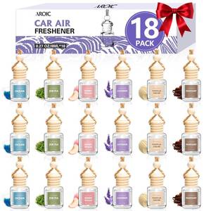 lot 8086 image: AROIC Car Air Freshener, 18 Pack Long Lasting Hanging Car Air Freshener Diffuser Set for Women & Men, 6 Scents Essential Oil Vehicle Aroma Fragrance Mothers Day Gift (8ml Each) (Missing 10)
