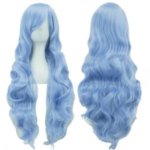 lot 8088 image: IMISSU 80cm Long Curly Natural Hair Cosplay Wig with Bangs Colorful Halloween Costume Party Wigs for Women (Elf Blue)