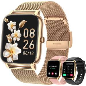 lot 8089 image: Smart Watch for Women Fitness Tracker Gold Smart Watches for Women Digital Mens watches MakeAnswer Call Waterproof Running Smartwatch Android Phone iPhone Samsung Compatible Heart Rate Monitor