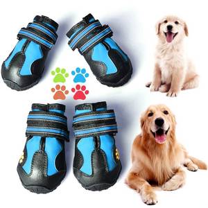 lot 8099 image: CovertSafe& Dog Boots for Dogs Non-Slip, Waterproof Dog Booties for Outdoor, Dog Shoes for Medium to Large Dogs 4Pcs with Rugged Sole Black-Blue