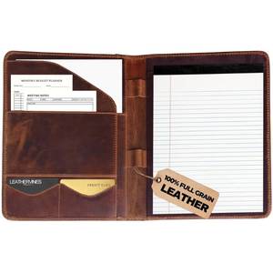 lot 8101 image: Leathervine Compact Leather Portfolio with Clipboard  Legal Pad  Card Holders  File Pocket  Pen Loop  Premium Organizer for Meetings  Work  Interviews  Graduation Gifts