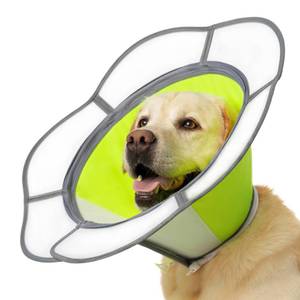 lot 8107 image: Soft Dog Cone Collar After Surgery Recovery,Adjustable E-Collar with Removable Shield,Lightweight,Breathable Anti-Licking Protective Cone for Large,Medium,Small Pets (Neon Green, XXL(Neck20-25))