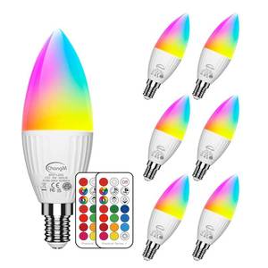lot 8110 image: E12 LED Candelabra Light Bulbs 5W, Set of 6 Color Changing Candle Bulbs,Small Base B11 40W Incandescent Equivalent, 560 Lumen, RGB  5700K Cool White, 12 Colors, 2 Modes, Timer, Remote Control