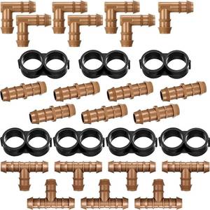 lot 8116 image: Boao Drip Irrigation Fittings Barbed connectors Tubing Kit Irrigation Parts for 12 Inch Barbed Connectors 28 Pcs Including 7 Tees 7 Couplings 7 Elbows and 7 End Cap for Drip or Sprinkler Systems