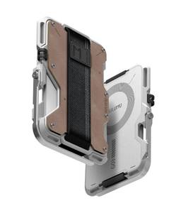 lot 8119 image: Aulumu G03 Mens Wallet Leather Metal Card Case �� Compatible with MagSafe �� Multi Function �� Mobile Phone StandGrip �� Bottle Opener �� RFID Shielding Cards
