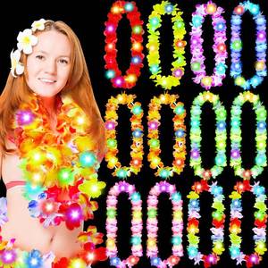 lot 8132 image: Giegxin 12 Pcs LED Hawaiian Lei Light up Flower Lei Tropical Glow Necklaces Lighted Lei Artificial Rainbow Lei for Kid Adult Hawaii Luau Themed Party Carnival Beach Wedding Masquerade (Multicolor)