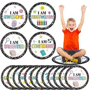 lot 9224 image: Tinideya 12 Pcs Kids Carpet Circle Seats for Class 16 Inch Round Classroom Rug Floor Cushions Soft First Day of School Educational Mat Non Slip Back to School Learning Playing Areas(Positive)