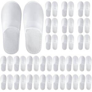 lot 9227 image: UrbanRoots 28 Pairs Disposable Slippers For Guests,Bulk Slippers For Hotel,Spa,Travel,Shoeless Home,Spa Slippers With Pouch,Non-Slip(White) house slippers for guests