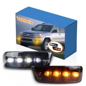 lot 9240 image: Vektoris Front Bumper Fog Light for Toyota 4Runner 2003-2005 - Replacement front panel Trim,Function as Daytime Running Light DRL & Sequential Turn Signal Light, OE Number# 81220-35040,81210-35060