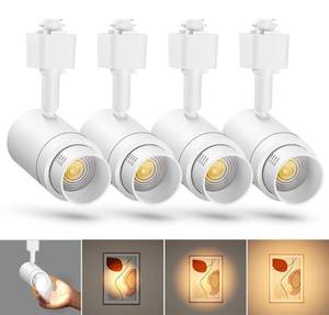 lot 9244 image: TuyuBEE Zoomable H Track Lighting Heads H Type Track Light Heads Dimmable LED Track Lighting Fixtures Ceiling Spot Light, H Style Track Heads for H Track Lighting Rails - White CRI90 12W 4 Pack 3000K