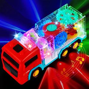 lot 9255 image: Fire Trucks for Toddlers 3-5, Light Up Sensory Car Toy for Kids, LED Transparent Bump Car with Rotating Gear, Cool Lights and Musical, Educational Crawling Toy for Baby, Birthday Gift for Boys Girls
