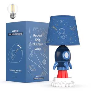 lot 9258 image: SUREYOND Rocket Lamp,Kids Lamp,Space lamp with E26 LED Blub & Shade,Space Decor for Boys Room,Apply to Space Themed Bedroom Decor(Blue)