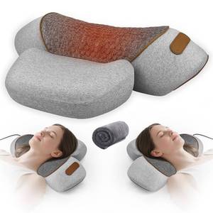lot 9259 image: Lifiora 3 in 1 Neck Massager Pillow with Heat, Deep Tissue Massage Cushion for Shoulder Relaxation, Ergonomic Neck Hump Support Pillow for Home Office Travel