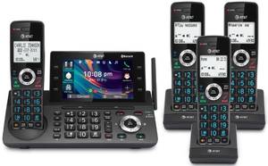 lot 9266 image: AT&T 4-Handset DECT 6.0 Cordless Home and Business Phone with Answering Machine, 5 Color Display, One-Touch Shortcut, Conference, Intercom, Smart Call Blocker, Bluetooth Connect to Cell DLP73490