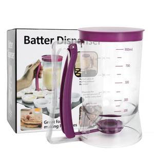 lot 9267 image: YOUOIVIA Pancake Batter Dispenser - 4-Cup Cupcake Batter Separator with Squeeze Handle - Kitchen Must Have Baking Tool for Pancakes, Cupcake, Waffle, Muffin Mix - Pancake Maker with Measuring Label