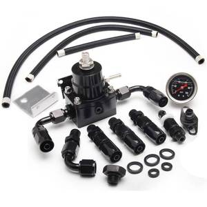 lot 9279 image: YESHMA EFI Fuel Pressure Regulator Kit 0-100psi with Gauge 6AN Fuel Line Fitting Universal Adjustable Aluminum (Black)