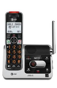 lot 9282 image: AT&T BL102 DECT 6.0 Cordless Phone for Home with Answering Machine, Call Blocking, Caller ID Announcer, Audio Assist, Intercom, and Unsurpassed Range, SilverBlack