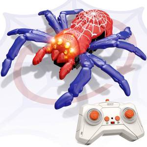 lot 10309 image: Infowush Wall Climbing Spider, Rechargeable Remote Control Spider Kids Toys, Wall Crawler Spider FloorWall Crawling Robot Spider Toy, Prank Toys Birthday Gifts for Boys Girls Ages 3-5 5-7 8-13, Red