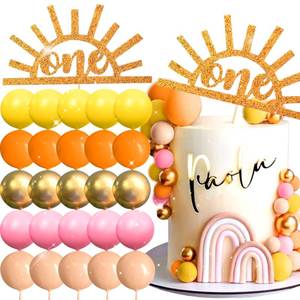 lot 10317 image: JeVenis First Trip Around the Sun Cake Topper One in the Sun Party Decoration One Team One Dream Decorations Sunshine Cake Topper Groovy One Cake Topper Hippie Cake Topper, Pink