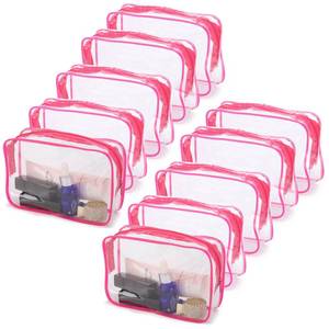 lot 10334 image: Tbestmax 10 Pcs Clear Cosmetic Bags Small Makeup Bags Portable Waterproof Travel Toiletry Bags Organizer Rose Red, 7.5x 4.8x 2.3