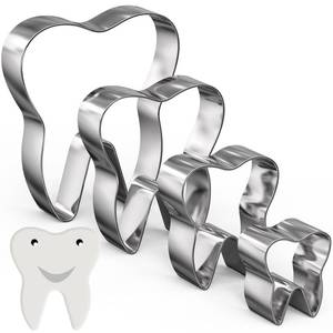 lot 10337 image: Havawish 4 Pcs Cookie Cutter Set 5in, 4in, 3in, 2in Stainless Steel Tooth Cookie Cutter for Baking, Fondant, Fruit, Bread, Party Decorations