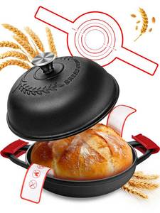 lot 12001 image: Dutch Oven Bread Baking Pot with Lid 6QT Enameled Cast Iron Oven, Matte Black Design & Sourdough Kit (Silicone Sling) for Artisan Bread Making