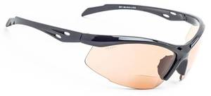 lot 12009 image: Bifocal Safety Glasses - Safety Glasses with Readers for Healthcare, Woodworkers, Motorcyclists, Workshop - Ansi Z87 (Dark Orange, 2.50 Diopter)