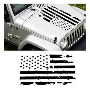 lot 12015 image: 16.9x30.7 Distressed USA US Flag Sticker for Car Hood, Patriotic Old Glory Military Grunge Decals for Door Window Bumper, Auto Graphic US Flag Decoration for Most Cars, SUV, Truck (Black)