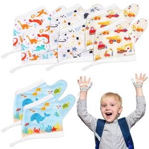 lot 12017 image: Seematn 4 Pairs Thumb Sucking Stop for Kids Breathable Thumb Suck Guard for Baby Toddler Stop Sucking Fingers Nail Biting Gloves(3-6 Years,Dinosaur)