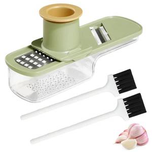 lot 12028 image: 3-in-1 Garlic Slicer Super Thin,Garlic Ginger Grinder Set with 1 Grater and 2 Cleaning Brushes, Stainless Steel Blades, ABS and PET Material, Easy to Use and Clean, Kitchen Essential