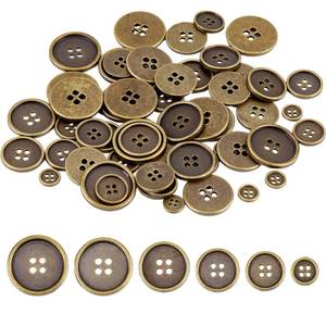 lot 12042 image: letsinstyle 60Pcs Antique Brass Sew on Metal Buttons, Round Retro 4-Hole Button, Bronze Sewing Fasteners for Men Women Blazer Coat Uniform Shirt Suit and Jacket Sewing Craft DIY