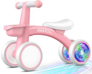 lot 13432 image: Umatoll Colorful Lighting Baby Balance Bike Toys for 1 Year Old Girl Gifts, Adjustable Seat, First Birthday Gifts, 12-24 Months Toddler Bike, Pink