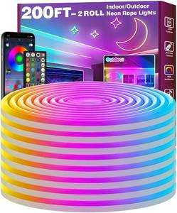 lot 13433 image: FBZ 200Ft Led Rope Lights, Flexible Neon Lights Control with AppRemote, Multiple Modes, IP65 Outdoor RGB Waterproof, Music Sync Gaming Light Strip for Bedroom Decor