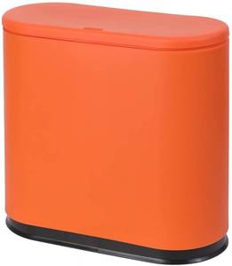 lot 13437 image: Sooyee 10 Liter Rectangular Plastic Trash Can Wastebasket with Press Type Lid,2.4 Gallon Garbage Container Bin for Bathroom,Powder Room,Bedroom,Kitchen,Craft Room,Office,Orange