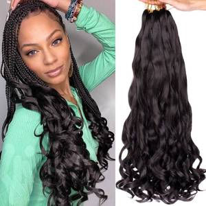 lot 14095 image: COOKOO 9 Packs French Curly Braiding Hair 18 Inch Soft Bouncy Braids Hair Premium Curly Braiding Hair French Curls Synthetic Hair Extention for Goddess Box Braids Crochet Hair