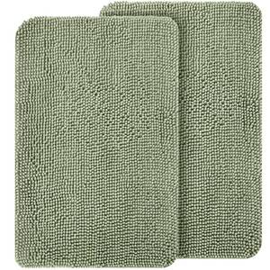 lot 14106 image: OLANLY Dog Door Mat Set 2-Piece 24x16, Absorbs Moisture and Dirt, Absorbent Non-Slip Washable Doormat, Quick Dry Chenille Mud Mat for Dogs, Entry Indoor Entryway Carpet for Inside Floor, Sage Green