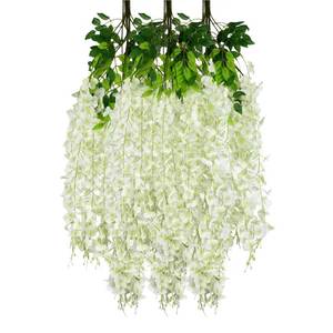lot 14120 image: 12PCS Ivory Artificial Wisteria Hanging Flowers, 3.44 Ft Fake Hanging Flowers Garland Silk Flowers, Faux Wisteria Garland Vines for Outdoor Yard Garden Patio, Wedding Arch Backdrop Home Decoration