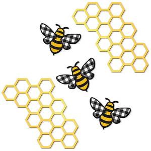 lot 14121 image: Peryiter 5 Pcs Metal Bee Wall Art Farmhouse Honey Bee Honey Comb Decor Wire Metal Wall Decor Hanging for Living Room Garden Bedroom Office Home(Stylish Color)