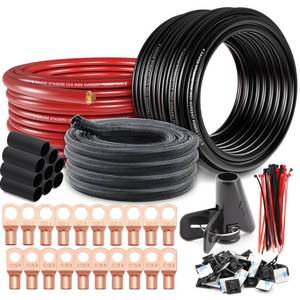 lot 14154 image: 4 Gauge Wire(25ft Each - RedBlack) Copper Clad Aluminum CCA Automotive Wire with 50ft 12 Cable Sleeve - Ideal for Car Audio, Solar, Auto, RV, Marine Power & Ground Cables