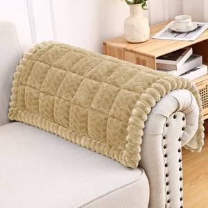 lot 14167 image: Smiry Non Slip Couch Armrest Covers for Dogs, Fuzzy Pet Couch Arm Covers for Sofa Pet Friendly, Soft Sofa Slipcovers Recliner Chair Arm Protector Washable (Khaki, 27.6 x 27.6)