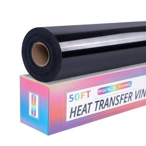 lot 14175 image: HTV Iron on Vinyl 12Inch by 20ft Roll HTV Heat Transfer for T-Shirt Vinyl Roll Easy to Cut & Weed (Black-50FT, 12IN by 50FT)
