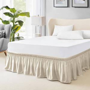 lot 14176 image: FreshCulture King Bed Skirt, Dust Ruffle for King Size Bed, Easy Fit with 18-Inch Tailored Drop, Elastic Wrap Around Bed Skirt King Size, Hotel Quality Bed Skirts for Adjustable Bed (Cream)