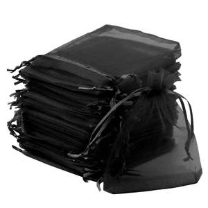 lot 16028 image: Tojwi 50pcs Organza Bags 3.54x4.33(9x11cm) Satin Drawstring Organza Pouch Wedding Party Favor Gift Bag Jewelry Watch Bags -Black