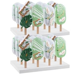 lot 16033 image: Qunclay 2 Pcs Wooden Cakesicle Stand Display 12 Count Candy Sticks Holder Rectangle Rustic Cake Stands for Dessert Table Ice Cream Lollipop Holder for Wedding Birthday Holiday Party