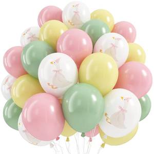 lot 16038 image: Goose Balloons Set, Pastel Pink Sage Dusty Green Light Yellow White Latex Balloons, 12 Inch Pink Green Yellow Funny Balloon for Kids One Silly Goose Birthday Party Decorations Baby Shower Farm Decor